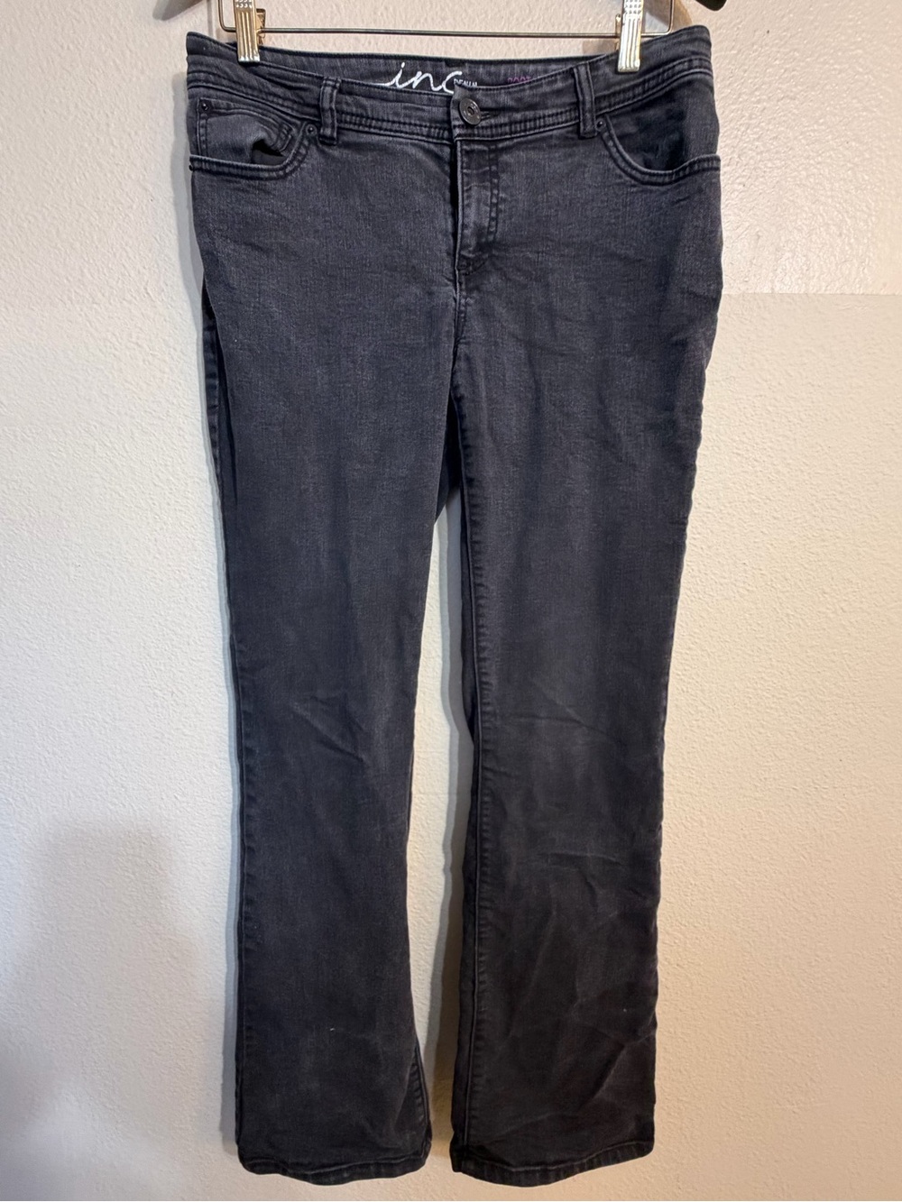 INC International Concepts Black Women's Low Rise Bootcut Regular Jeans